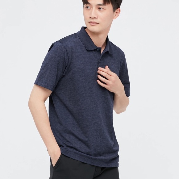Uniqlo Mens Dry-Ex Short Sleeve Polo Shirt in Navy